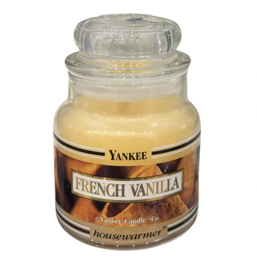 RARE Vintage Yankee Candle French Vanilla 3.7oz Small Jar Retired Black Band HTF